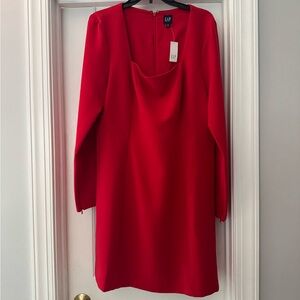 GAP Women’s Square Neck Mini Dress Size 16Tall NWT Red retro shift